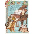 Cats with Piano- Tausendschön - Postcard