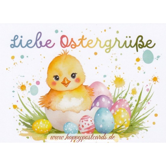 Liebe Ostergrüße - Küken - Osterpostkarte