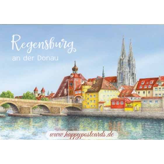 Regensburg - gemalt - Ansichtskarte