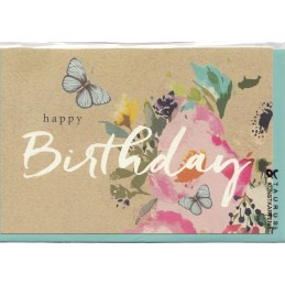 Happy Birthday - Blumen und Schmetterlinge - Geburtstagsgrußkarte