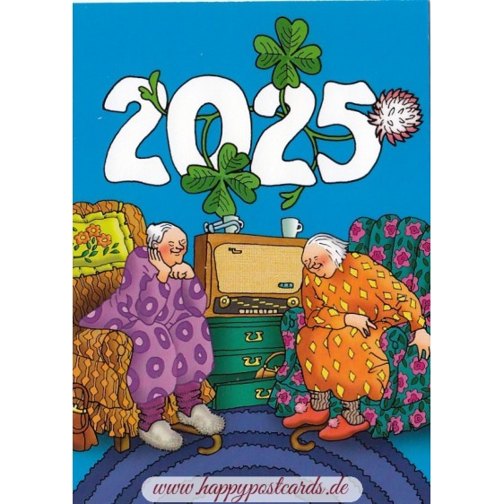 620 - Old Ladies listening to radio 2025 - Löök Postcard