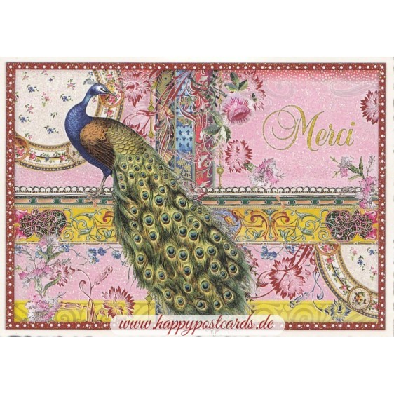 Merci - Pfau - Tausendschön - Postkarte