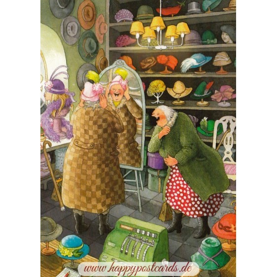 85 - Frauen im Hutladen - Löök Postkarte