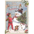 Merry Christmas - Child with Snowman - Tausendschön - Postcard