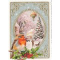 Robin redbreast with Winter picture - Tausendschön - Postcard