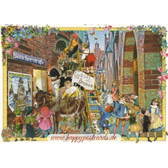 Bremen Stadtmusikanten - Tausendschön - Postkarte