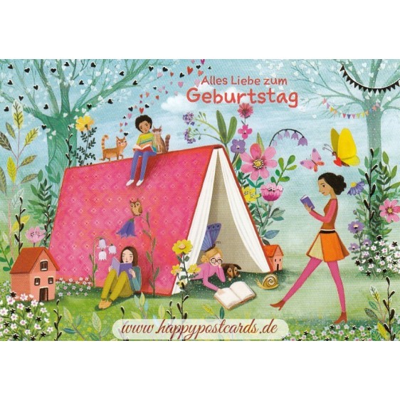 Zum Geburtstag - Children with books - Mila Marquis Postcard