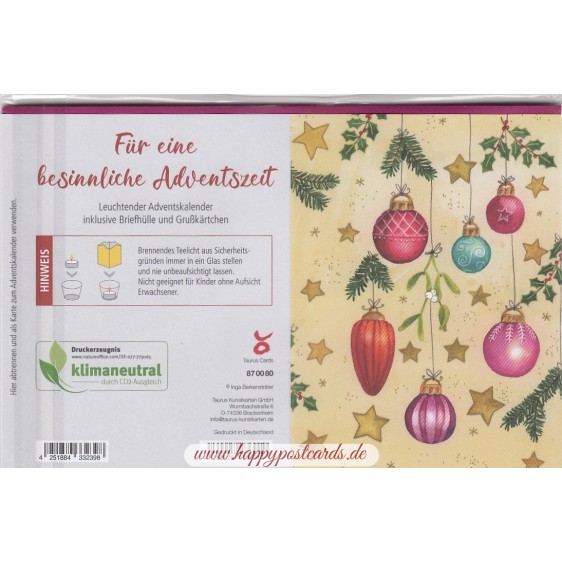 Dekoration mit Kugeln - Leuchtender Adventskalender