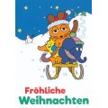 Fröhliche Weihnachten - Sledge Ride - Mouse - Christmas Postcard