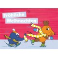 Fröhliche Weihnachten - Eislaufen - Maus - Weihnachtskarte