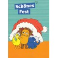 Schönes Fest - Mouse, duck and elephant under Santa hat - Mouse - Christmas Postcard