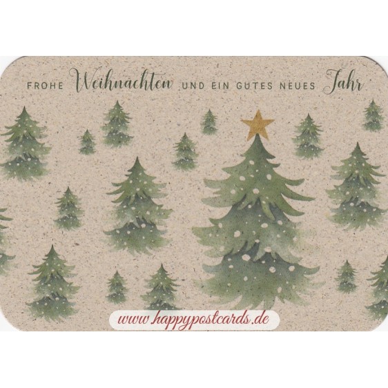 Frohe Weihnachten und ein gutes neues Jahr - Bäume - Graspostkarte