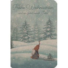 Frohe Weihnachten und ein gutes neues Jahr - Zwerg - Graspostkarte