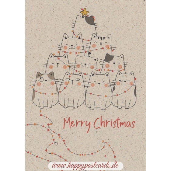 Merry Christmas - Cats - Grass Postcard