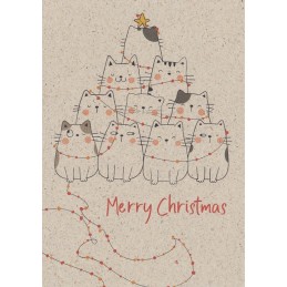 Merry Christmas - Cats - Grass Postcard