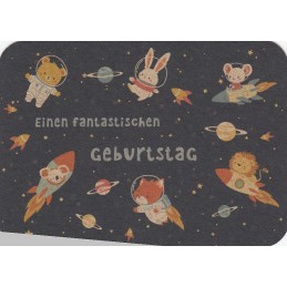 Einen fantastischen Geburtstag - Animals in space - Grass Postcard