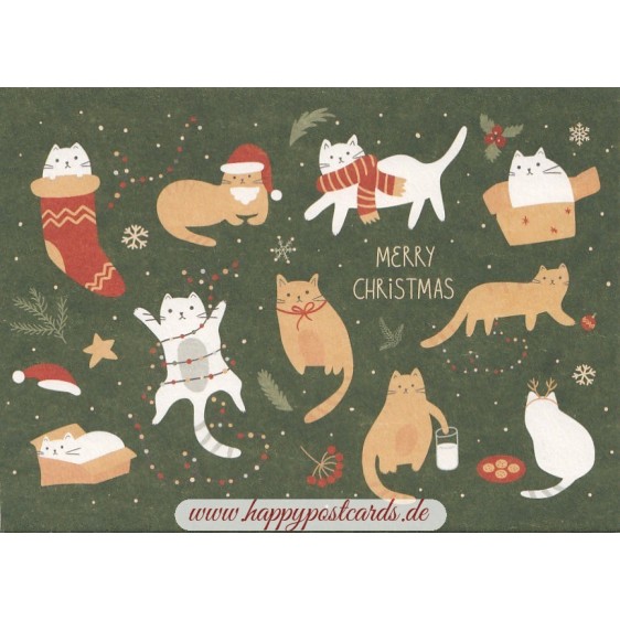 Merry Christmas - Katzen - Panka Weihnachtskarte