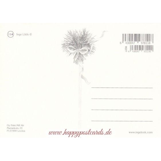 114 - Katze spielt mit Gartenblumen - Löök Postkarte