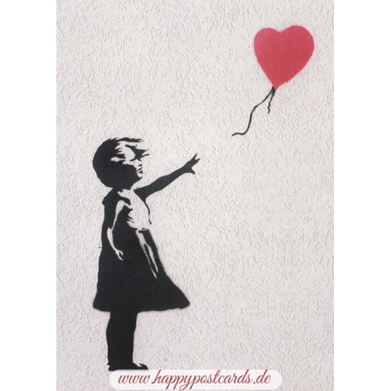 Girl with red balloon - Postkarte