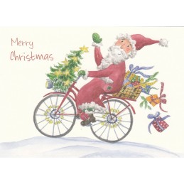 Merry Christmas - Der Weihnachtsmann auf dem Fahrrad - Weihnachtskarte