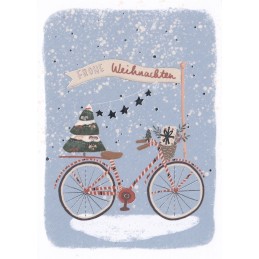 Frohe Weihnachten - Bicycle - Christmas Postcard