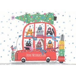 More about Frohe Weihnachten - Cats in bus - Christmas Postcard