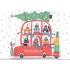 Frohe Weihnachten - Katzen im Bus - Weihnachtskarte