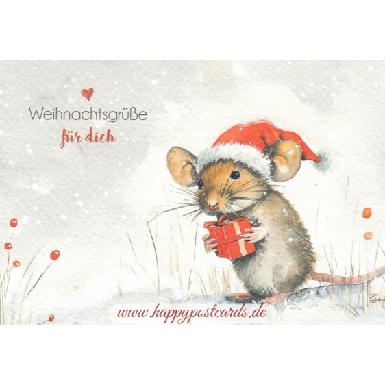 Weihnachtsgrüße für dich - Maus - Weihnachtskarte