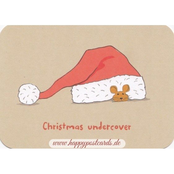 Christmas undercover - Mouse under hat - Poppies Postcard