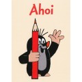 Ahoi - Der kleine Maulwurf mit Stift  -  Maulwurf Postkarte