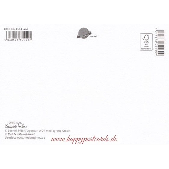 Ahoi - Der kleine Maulwurf mit Stift  -  Maulwurf Postkarte