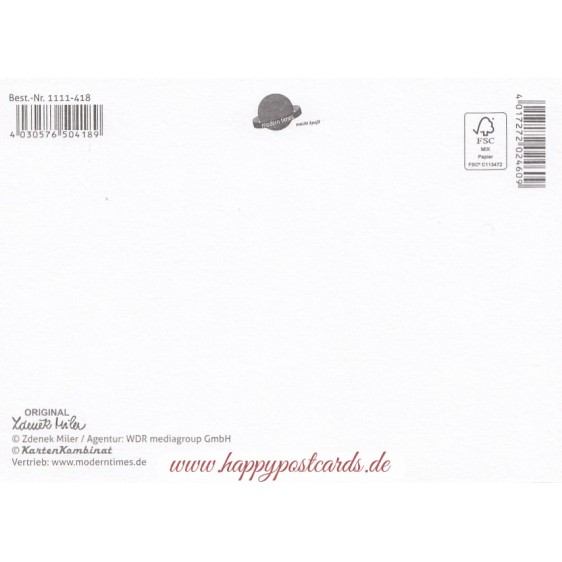 Ahoi - Der kleine Maulwurf mit Stift  -  Maulwurf Postkarte