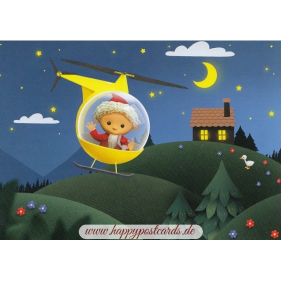 Sandman flying in helicopter - Sandman Postcard