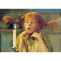 Pippi Langstrumpf mit Kerze - Pippi Langstrumpf - Postkarte