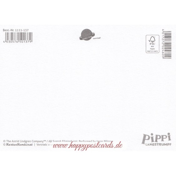Pippi Lonstocking with a candle - Pippi Longstocking - Postcard