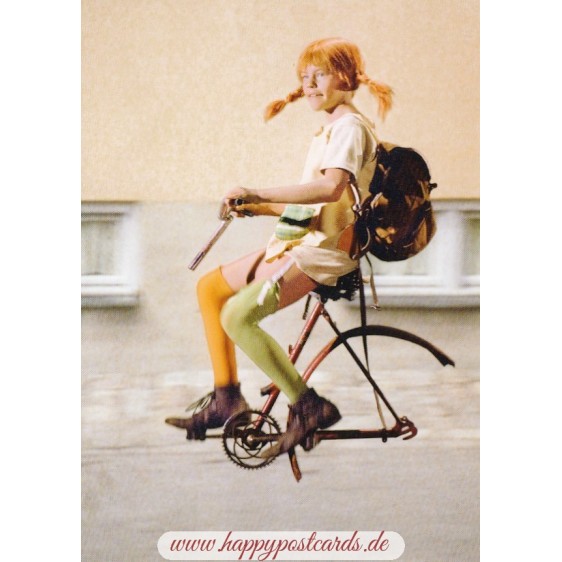 Pippi Lonstocking on a bike - Pippi Longstocking - Postcard