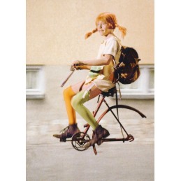 Pippi Langstrumpf auf einem Fahrrad - Pippi Langstrumpf - Postkarte