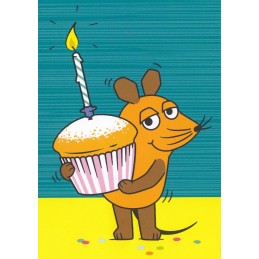 Mouse with birthday muffin - Mouse  - Postcard
