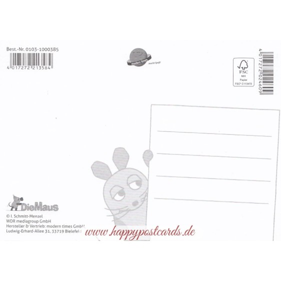 Mouse with birthday muffin - Mouse  - Postcard