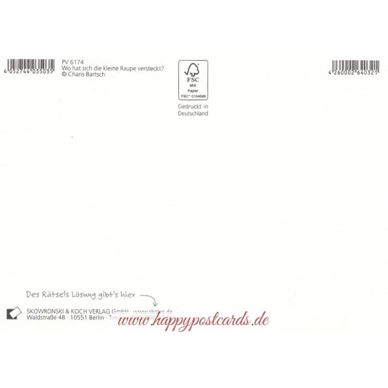 Wo hat sich die kleine Raupe versteckt? - Charis Bartsch - Postcard