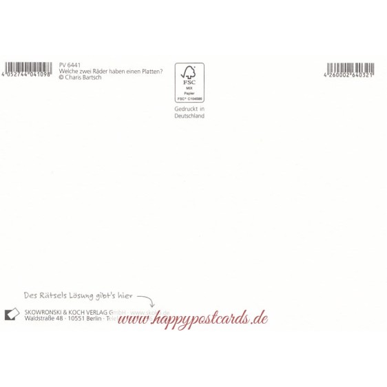 Welche zwei Räder haben einen Platten? - Charis Bartsch - Postcard