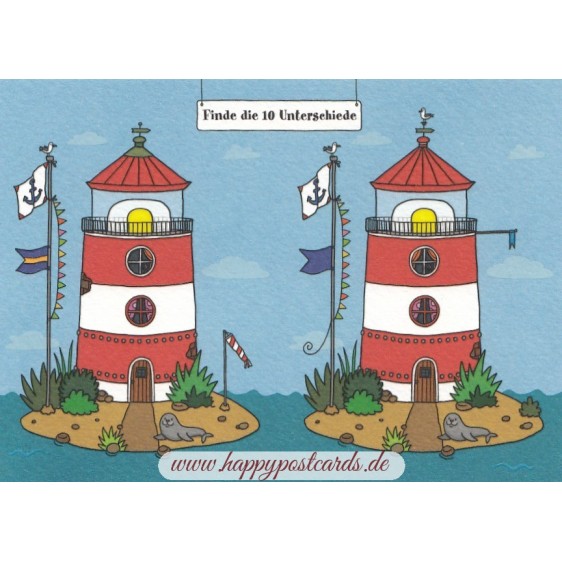Finde die 10 Unterschiede - Leuchtturm - Charis Bartsch - Postkarte