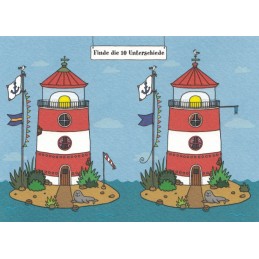 Finde die 10 Unterschiede - Leuchtturm - Charis Bartsch - Postcard