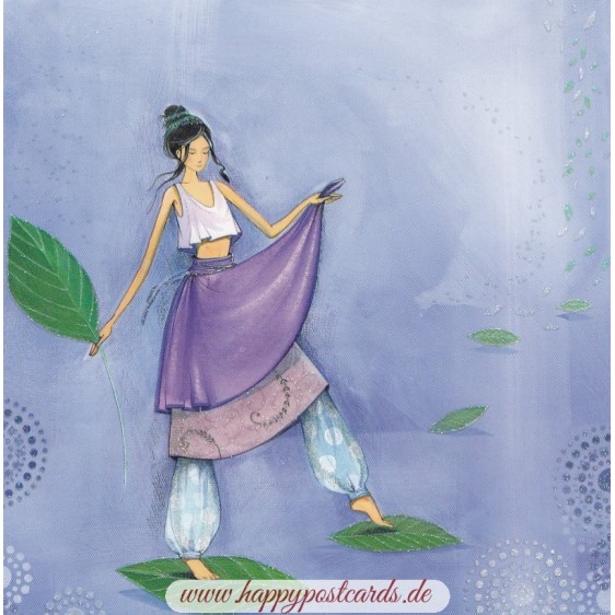 Woman on leaves - Kristiana Heinemann Postcard