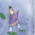 Woman on leaves - Kristiana Heinemann Postcard