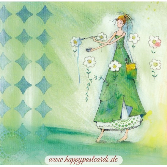 Woman painting flowers - Kristiana Heinemann Postcard