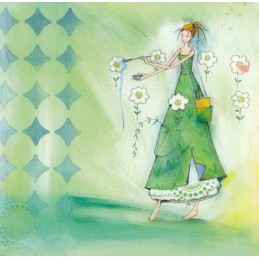 Frau malt Blumen an - Kristiana Heinemann - Postkarte