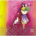 Woman with cat - Kristiana Heinemann Postcard