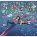 A Woman reading a Book while lying next to a Cat - Mila Marquis Postcard