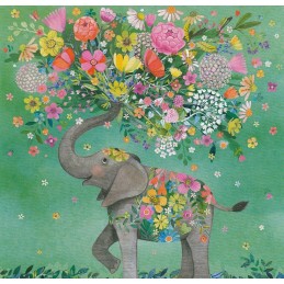 An Elephant with Flowers - Mila Marquis Postcard